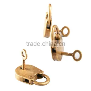 2016 3Pcs/set Antique Bronze Plated Chinese Style Vintage Padlock Jewelry Chest Box Notebook Lock Luggage Belt Padlock With Keys thumbnail-4