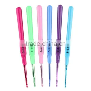 2017 New 6pcs Multicolor Knitting Needles Colorful Plastic Handle Aluminum Crochet Hooks Template Knit Needles Weave DIY Crafts thumbnail-1