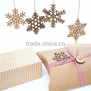Rustic Snowflake Christmas Tree Decorations Laser Cut From Natural Wooden thumbnail-1