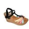 Top Quality 9.5cm Heels Fashion PU Upper / Lining Material Black Ladies Wedge Sandals thumbnail-1