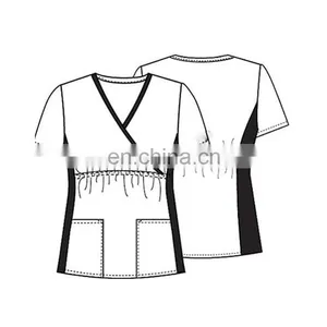Women's Short Sleeve Hospital Scrub Suit Uniform Top thumbnail-3