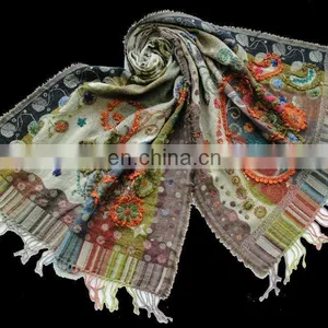 Wool Embroidery Scarf in Latest Designs and Colors thumbnail-1