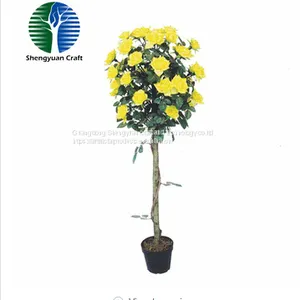 Best Price! Red Yellow Artificial Rose Flower Bonsai Artificial Tree Oem for Wedding Decoration Colorful 2018 Trending Products thumbnail-1