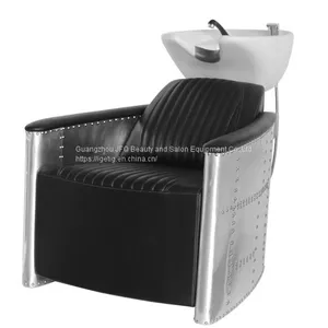 Shampoo Chair Salon Furniture Fireproof Leather Barber Chaires With Ceramic Basin thumbnail-1