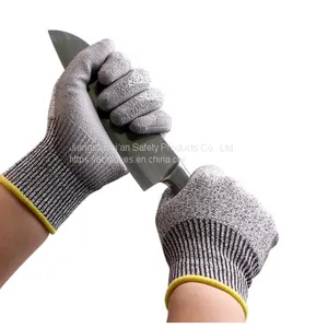 High Quality 13 Gauge Hppe Cut Resistant Palm Coating PU Safety Work Gloves thumbnail-4