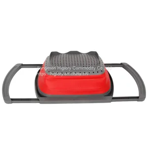 Collapsible Colander Silicone Fruit Vegetable Draining Basket Folding Kitchen Strainer Filter Basket thumbnail-3