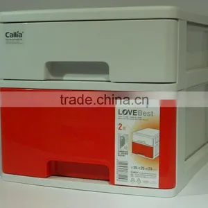 Plastic Mini 3 Layers Filing Cabinet Table Storage Cabinet Stationery Drawer thumbnail-2