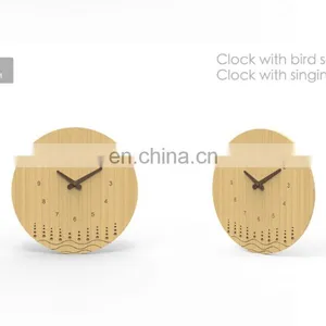 Eco-friendly Premium Round Shaped Household Office Bamboo With Wavy Line Analog Wall Clock thumbnail-2