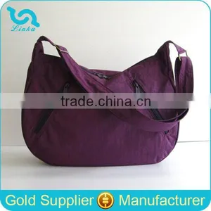 Custom Deep Plum Water Resistant Nylon Shoulder Bag Latest Fashion Washed Nylon Hobo Bag thumbnail-1