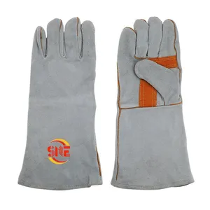 Snellsafety Custom Logo Printed Men Leather Cow Split Leather Heat Protection Building Welding Gloves thumbnail-1