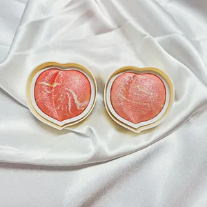 Fully Customized Peach Shape Blusher Palette With High Glow Face Backed Powder Oem Blush and Highlighter Chunky Glitter thumbnail-4