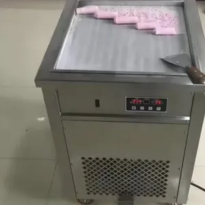 Commercial Fried Ice Cream Roll Machine With Single Square Pan and Double Pan Nine Barrels thumbnail-2