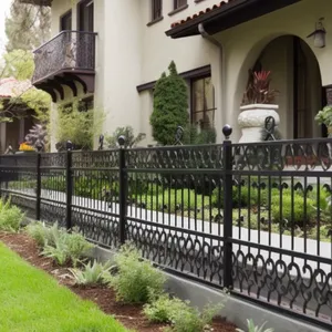 4ft Tall Wrought Iron Garden Fence With Decorative Scroll Design thumbnail-3