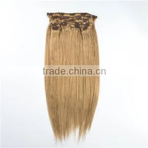 Supply Mongolian Hair Russian Hair Double Weft Clip in Human Hair Extensions 300g thumbnail-1