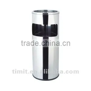 Superior Quality Stainless Steel Body Round Ashtray Mirror Polishing Recycling Bin thumbnail-1