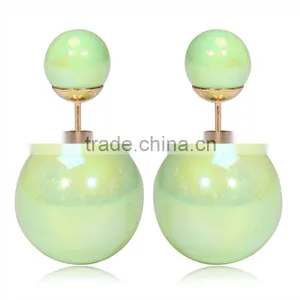 2016 Fashion Jewellery Trends Korea Colorful Double Ball Designs Stud Earrings thumbnail-6
