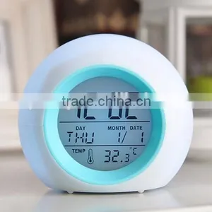 LED Luminova Circular Modern Color Changing Snooze Desktop Table Alarm Clocks Electronic Digital Clock thumbnail-3