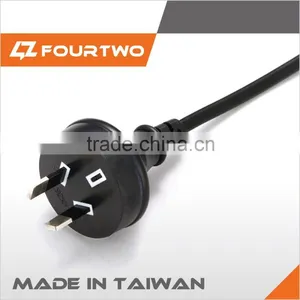 New Zealand SAA Approval Plug With Black Color , Black 2 Pin Power Cord thumbnail-1