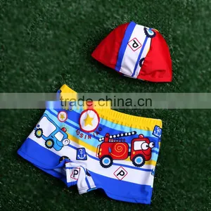 Promotional Fashion Yellow Cartoon Red Birds Little Boy Swimming Trunk Cap With Kids Bathing Swimwear Child Swimming Shorts thumbnail-2