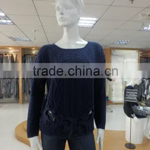 Women Crew Neck Long Sleeve Jersey Knit Pullover Sweater2016 Fall/winter Viscose/nylon/wool thumbnail-1