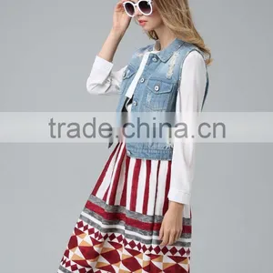 Wholesale Garment Factory Women's Denim Vest With Hoody New Design Lady's Denim Clothes thumbnail-5