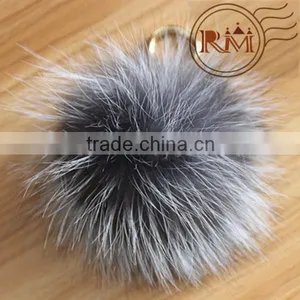 Factory Wholesale 14cm Fox Fur Pom Pom Ball for Cellphone thumbnail-2