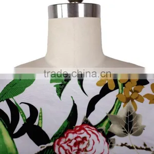 New Midi Half Sleeve Boat Neckline Peony Printed Cotton Flared Vintage Dress 50s thumbnail-4