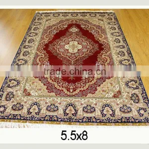 Carpet Manufacturer Natural Colour Hand Knotted Handmade Persian Silk Rug Persian Handmade Silk Carpets thumbnail-1