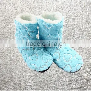 Candy Color Rose Velvet Ribbon Hemming Autumn and Winter Thermal at Home Boots thumbnail-5