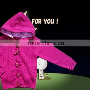 Made in China Winter Toddler Children Girls Hoodie Sweater Button Cardigan With Polar Fleece Lining thumbnail-1