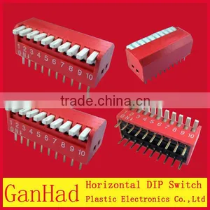 10Pin Red DIP Switchs/Horizontal 10Pin 2.54 Pin Distance Dip Switch With ROHS thumbnail-1