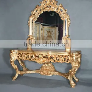 French Empire Furniture Baroque Golden Foil Cracking Paint Dressing Table thumbnail-2