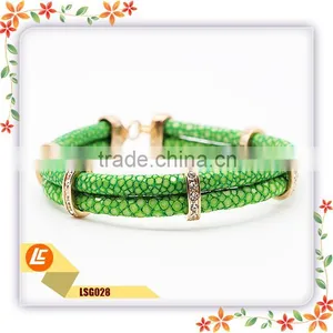 Green Genuine Sting Ray Bracelet for Women thumbnail-2