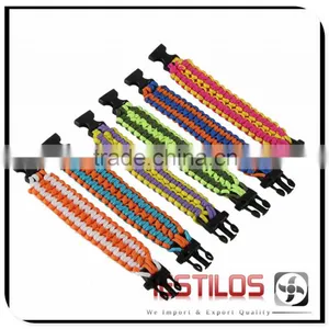 450 Wide Paracord With Whistle Buckle Survival Bracelet thumbnail-1