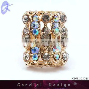 2013 Hot Sale Wholesale Fashion Jewelry Colour Rhinestone Alloy Ring thumbnail-1