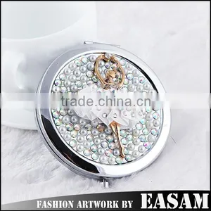 Ballet Girl Design Custom Logo Rhinestone Promotion Gift Makeup Mirror Professional thumbnail-1