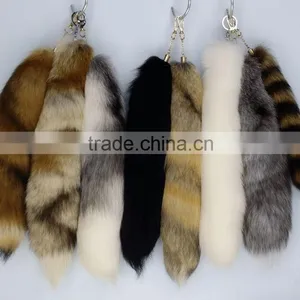 Natural Silver Fox Tail Fur Keychain / Fox Fur Tail Keychain / Dye Colorful Fox Tail Keychain Quality Choice thumbnail-1