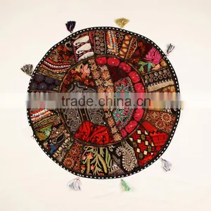 Black Yoga Seating Cushions Indian Throw Pillows Cushion Bohemian Round Pillow Covers Indian Patchwork Throw Pillows Indian thumbnail-1