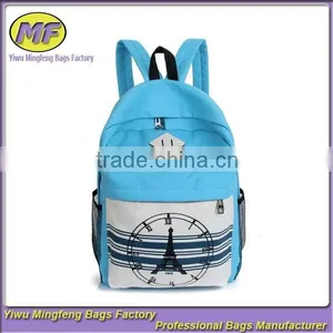 High Quality Soft Blue Printed Backpack Canvas Hipster Teens School Bags BB003 thumbnail-1