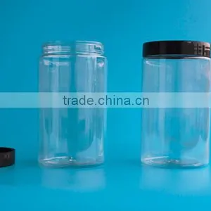 China Wholesale 12 oz 360 ml Clear Cylinder Wide Mouth Plastic PET Cream Jars thumbnail-4