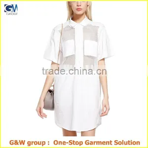 Twin Bag Lapel Dress White Summer Girl's NEW Design Twin Bag Lapel Dress thumbnail-1