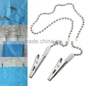 Medical Dental Napkin Holder Dental Lab Bib Crocodile Clip Clamp Flexible Metal Ball Chain thumbnail-1