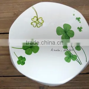 Lucky Clover Decal Ceramic Flat Cake Plate Stand With High Quality thumbnail-1