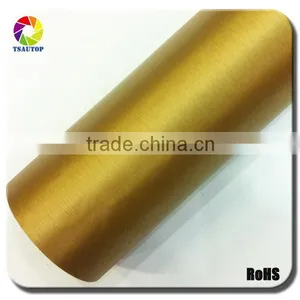 TSAUTOP 1.52*30m 2016 Hot Sale Brushed Vinyl Car Wrapping Gold thumbnail-1