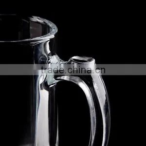 Large Beer Mug/ Glass Shooting Tumbler/ Clear Glass Cup With Handle thumbnail-3