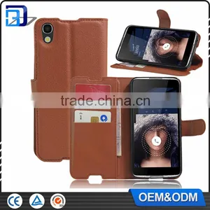 High Quality Litchi Design Credit Card Wallet Stand Flip Leather Case for Alcatel One Touch Idol 4 Mobile Phone Cover thumbnail-6
