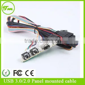 High Quality 19pin or 20 Pin Hearder to Usb 3.0 & Usb 2.0 Female Panel Mounted Cable With Audio Port thumbnail-1