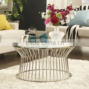 INSPIRE Q Cyril Frosted Glass Top Drum Metal Cocktail Table thumbnail-1