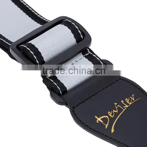 Adjustable Nylon Univeral 4.8cm Wide Bass Guitar Shoulder Strap Belt With Leather Ends thumbnail-5