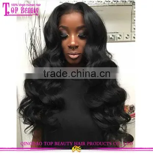 Top Fashion 100% Human Hair Brazilian Body Wave Full Lace Wig Virgin Unprocessed Beach Wave Hair Full Lace Wig thumbnail-1